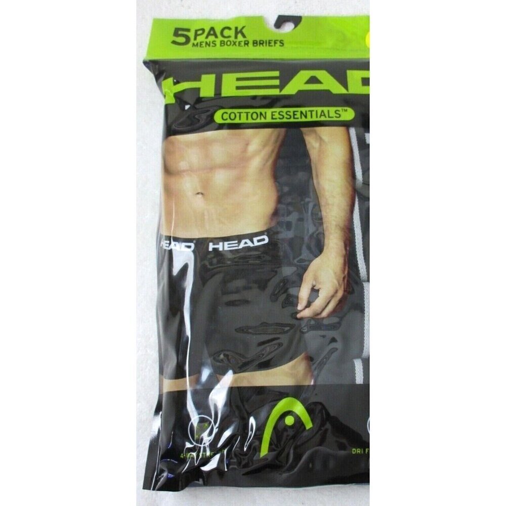 Head Men's Cotton Essentials 5 Pack Boxer Briefs Solid Colors Tag Free NWT - Picture 2 of 5